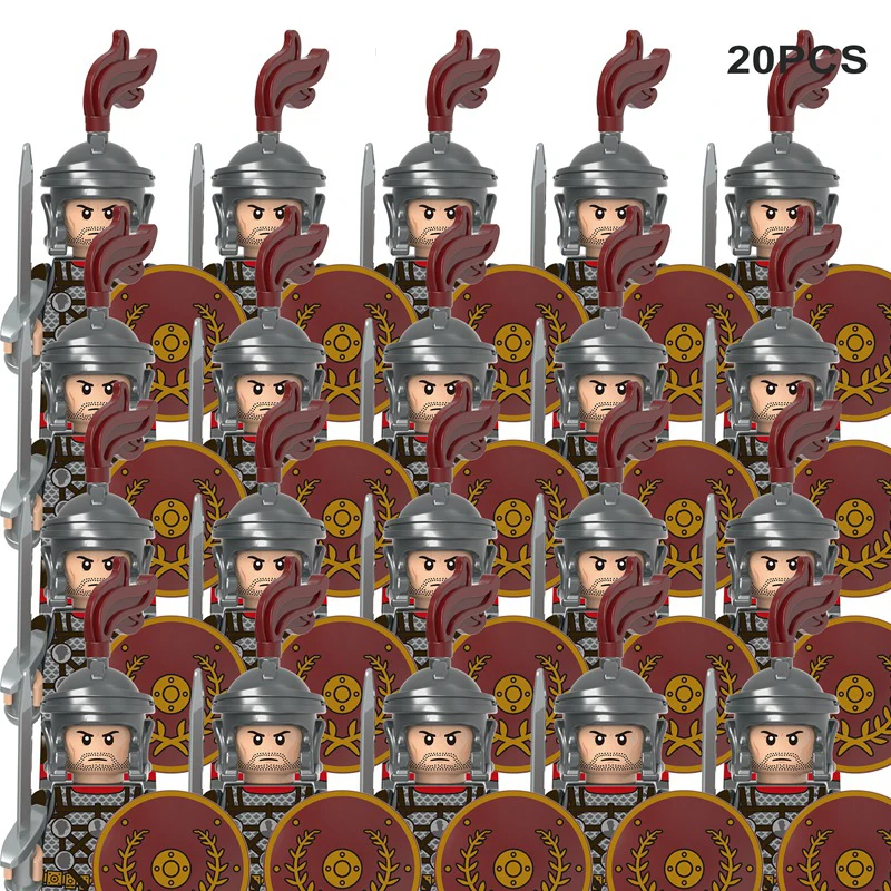 20pcs/lot Medieval Knights mini Action Figures Building Blocks Rome Warrior Knights Soldiers Bricks Toys for Children XMAS Gifts