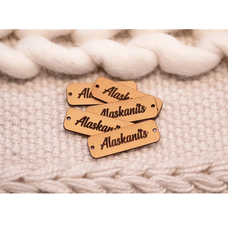 

30pcs Handmade tags for crochet clothing Custom knitting leahter lalebls wtih brand logo Sew in crochet garment hats care label