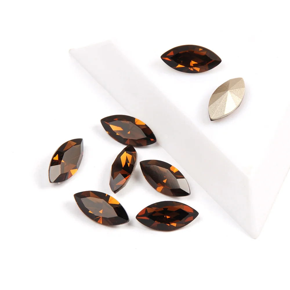 Smoked Topaz Sew On Rhinestones Horse Eyes Jewelry Making Beads Glass Fancy Stones For DIY Crafts Dancing Dress Accessories