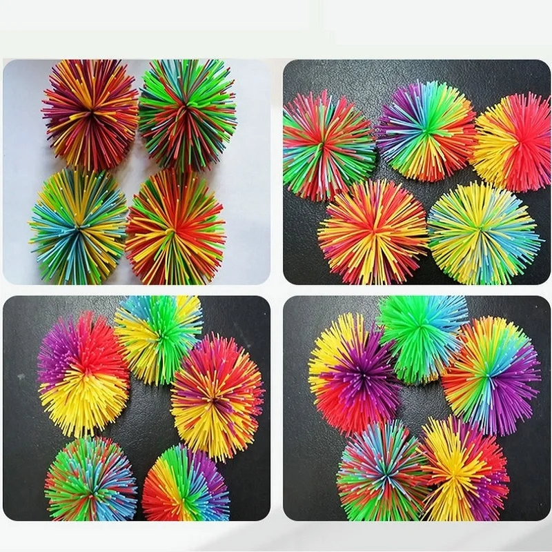 Decompression Rainbow Sandbag Ball Hairy Rubber Band Silicone Fun Elastic Elf Child Adult Sensory Game Toy Gift Palm Treasure