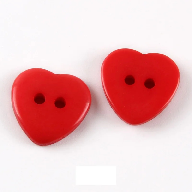 50pcs 15mm Resin Heart Buttons 2 Holes Sewing Accessories DIY Shirt Button Embellishments For Scrapbooking Wedding Decorations