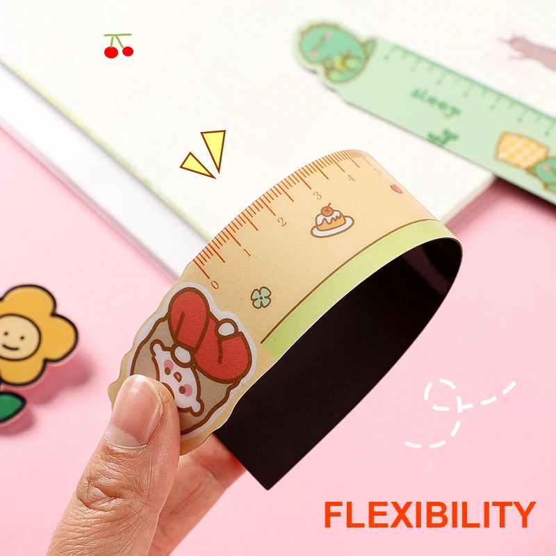 Cute Cartoon Animal Magnetic Soft Ruler School Students Measure Draw 15cm Ruler Flexibility Not Easy To Break Various Styles