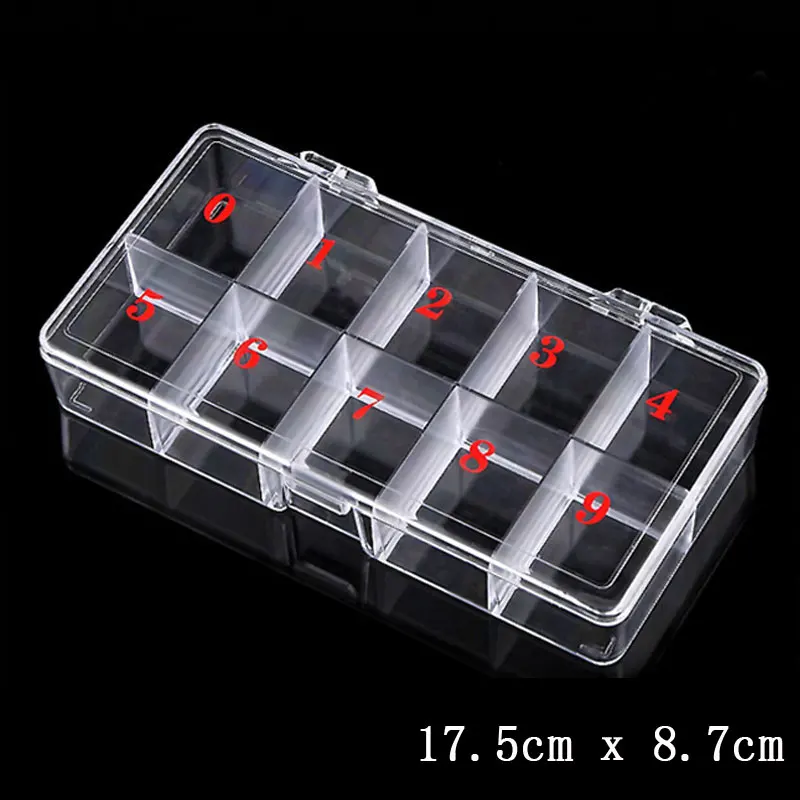 Transparent Nail Art Storage Box Jewelry Beads Gems False Tip Container Empty Nails Rhinestones Holder Case Organizer