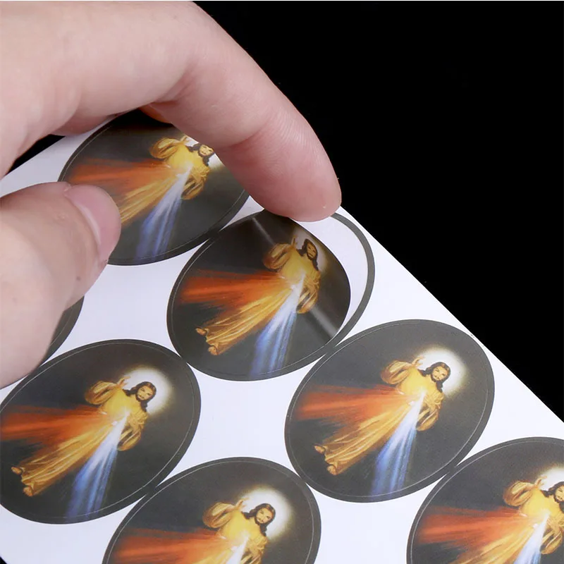 50pcs/Oval Religious Catholic Saint Mary Sticker Accessories 25x35mm