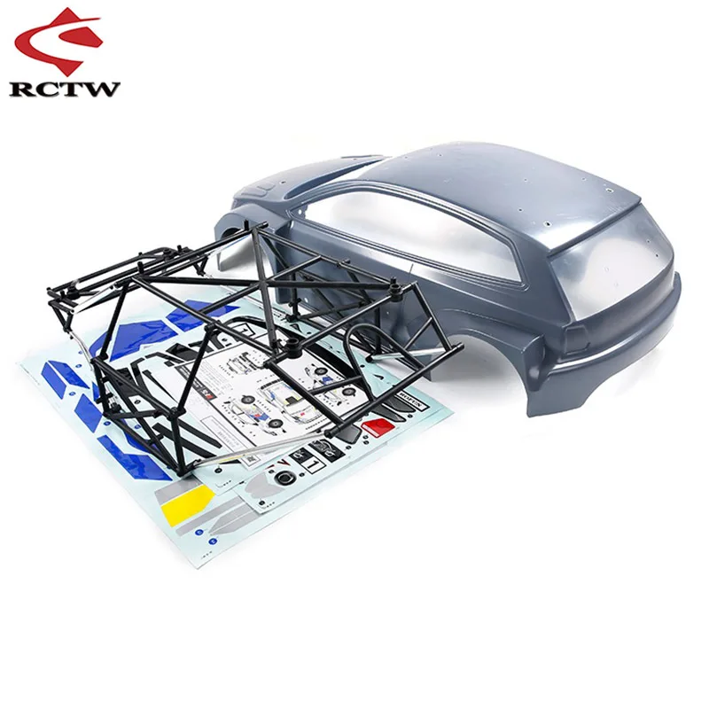 RC Car Body Shell Cover with Anti-roll Cage and Stickers for 1/5 ROVAN ROFUN RF5 WRC 4WD Rally MCD Truck Spare Toy Upgrade Parts