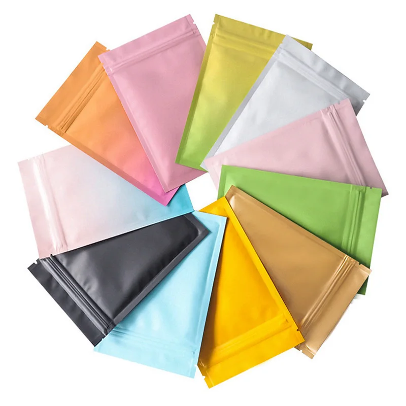 1000Pcs/Lot Colorfu Matte Aluminum Foil Bags Self Seal Ziplock Mylar Packaging Food Smell Proof Zip Lock Pouches Wholesale