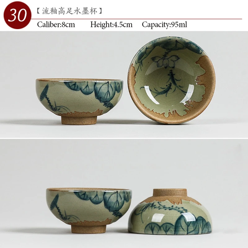 NO.030 Chinese high-quality ceramic tea cup 95ml Kung Fu tea set porcelain, handmade painted tea cup, small tea bowl