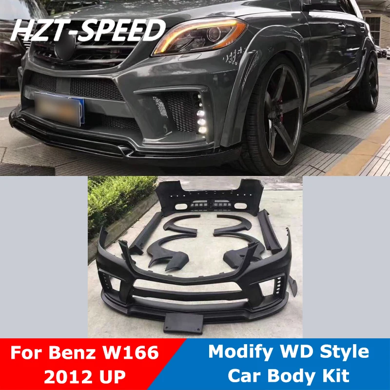 

WD Style Unpainted Resin Front Rear Bumper Side Skirts Fender Flares For Benz W166 ML300 ML350 ML400 ML63 Refitting 2012 Up