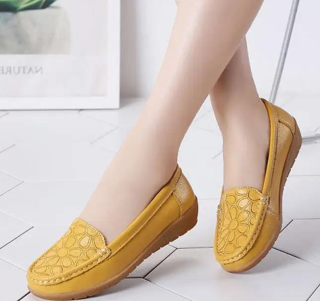 Large size Women Flats Shoes Women Genuine Leather Shoes Woman Loafers Slip On Ballet Flats Ballerines Flats woemn shoes