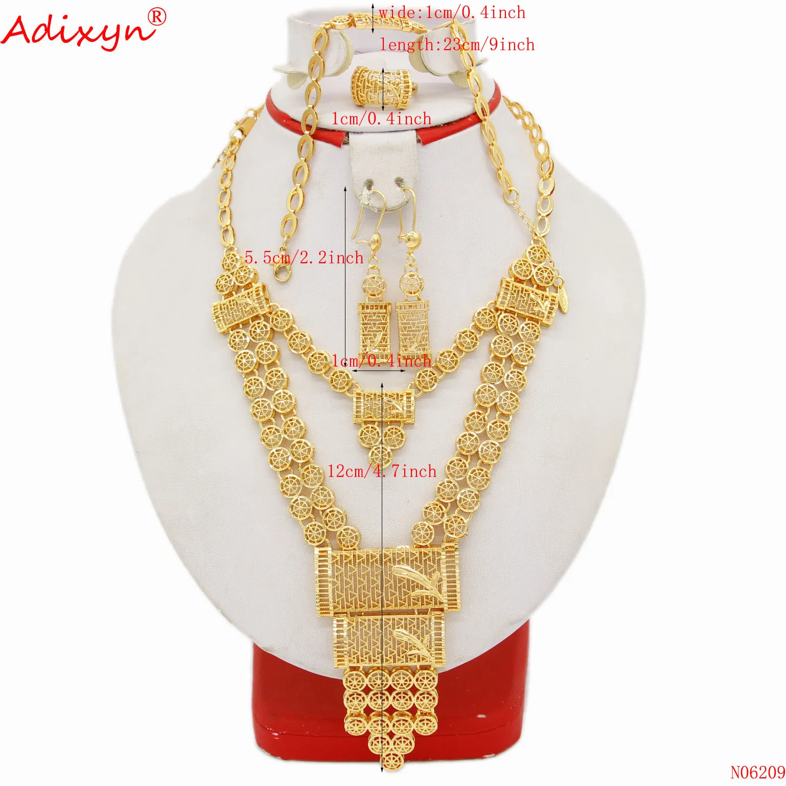 Adixyn Dubai Women jewelry 585 Rose Gold Color Jewelry set for women Necklace Bracelet Ring Earrings African Party Wedding Gifts