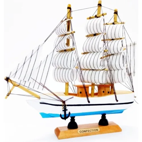 Deco Elite Wood Handmade Sailing Boat Model Small Size 19 cm