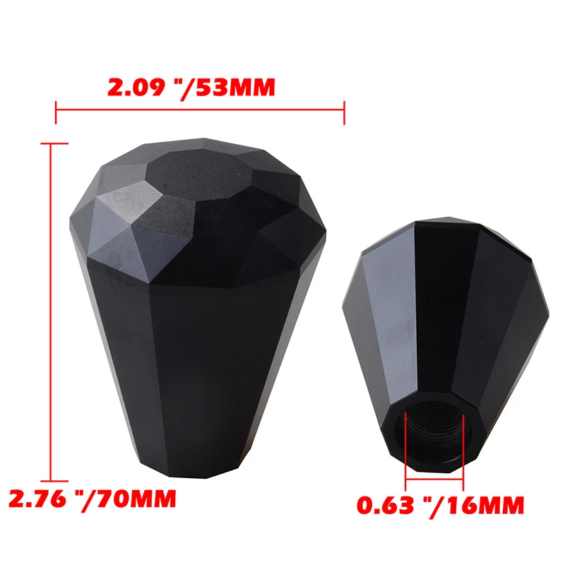 Diamond Shape Aluminium Alloy Gear Shift Knob Universal Shifter Lever Automobile Decorative Interior Parts Car Accessories