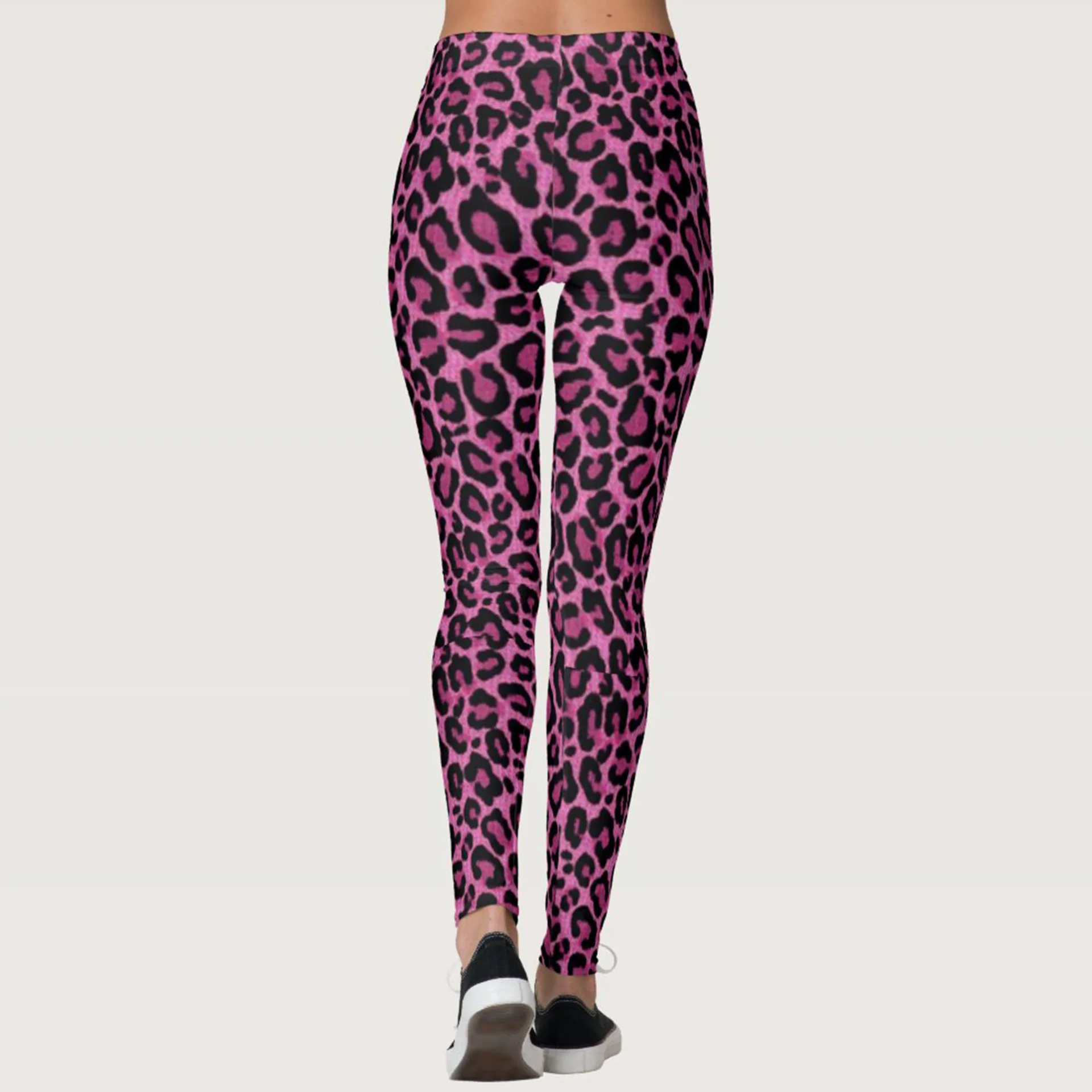 Female Workout Pants High Waist Fitness Legging New Style Pink Leopard Print Leggins Women Leggings Slim Trousers