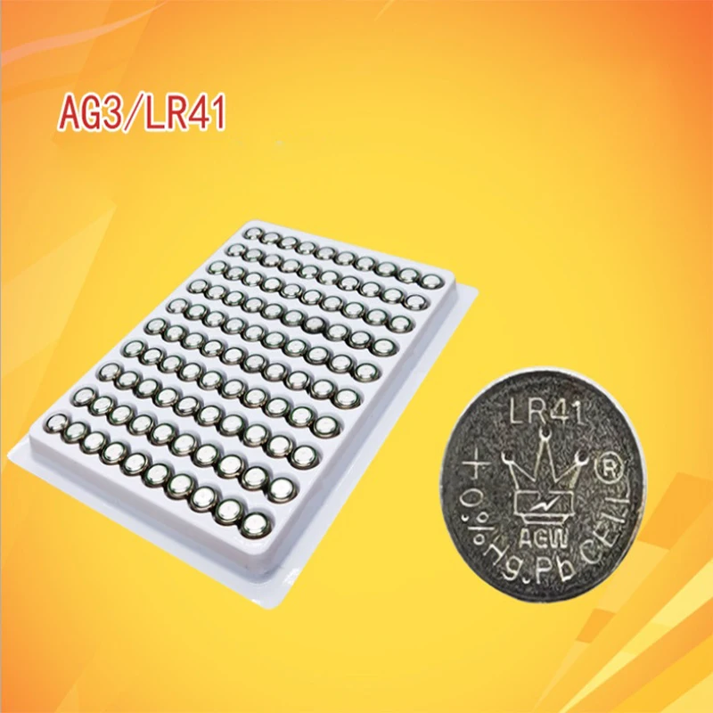 NEW 100PCS Coin Alkaline Battery AG3 1.55V Button Batteries LR41 SR41 192 CX41 392 L736 384 SR41SW Calculators Watch Lamp Chain