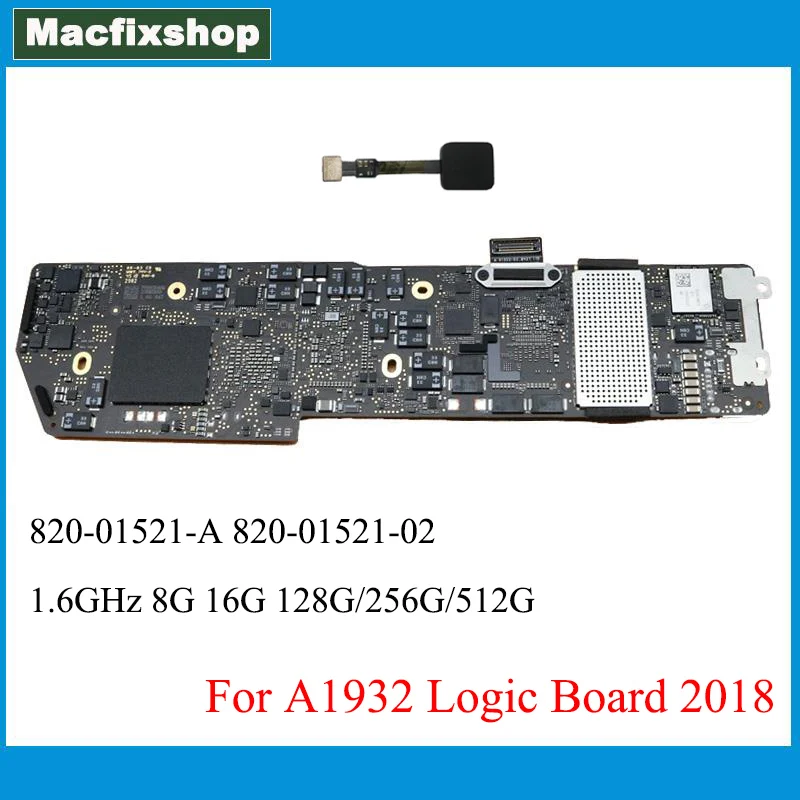 Pengganti A1932 Motherboard 820-01521-A untuk Macbook Air A1932 Papan Logika dengan Touch ID 2018 1.6Ghz 8G 16G 128G 256G 512G