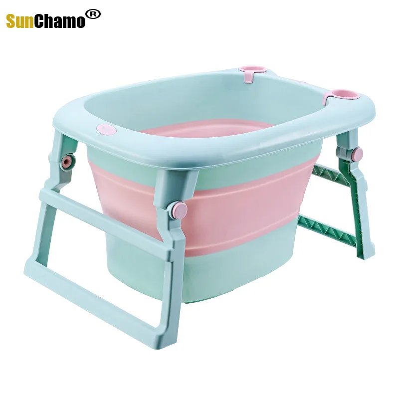 2022 Fashion Multi-functional Baby Bath Children Bucket Folding Baby Newborn Bath Folding Baby Shower Fold-able Non-Slip Bathtub