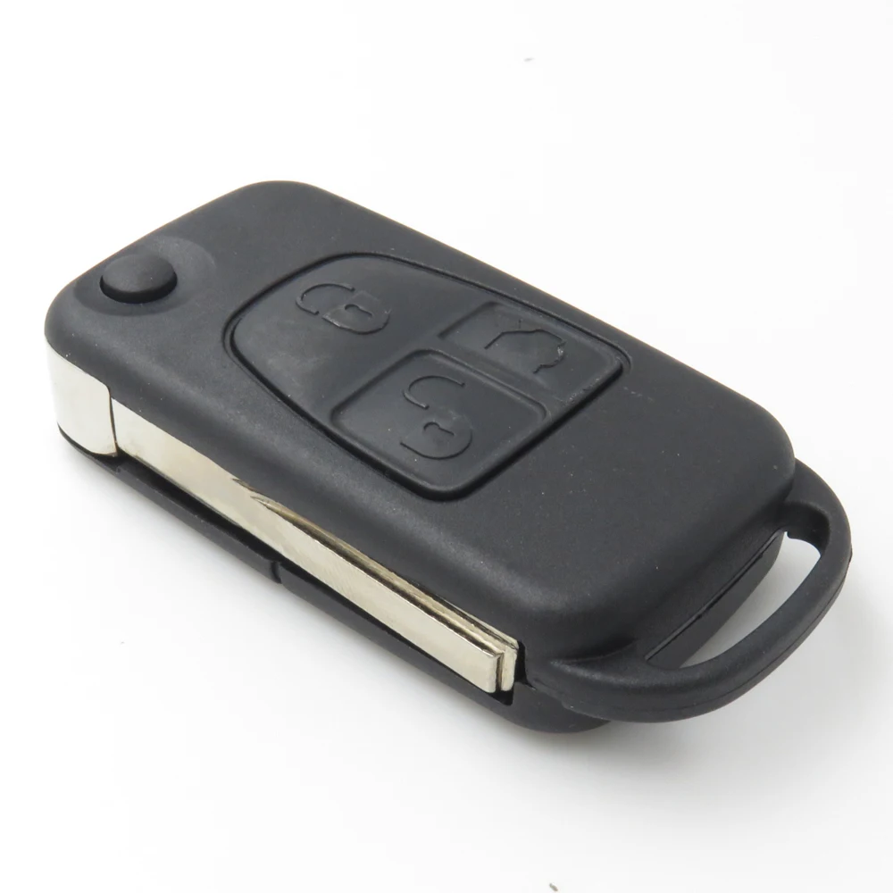 XinYueXin Flip Remote Key Fob Case Shell for Mercedes for Benz 2Button Replacement Flip Key Cover HU64 Uncut Blade