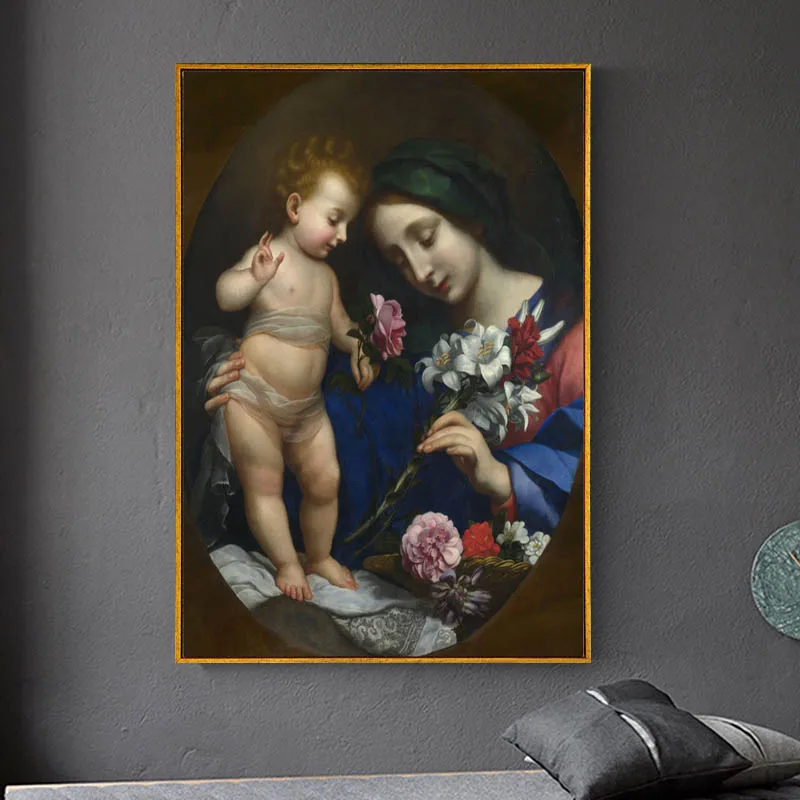 Wall Art Poster and Print Famous Oil Painting on Canvas The Holy Family Jesus the Virgin Mary Picture for Living Room Home Décor