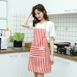 Simple Kitchen Apron Stripe Sleeveless BBQ Bib Apron For Women Cooking Baking Restaurant kids apron Pinafore