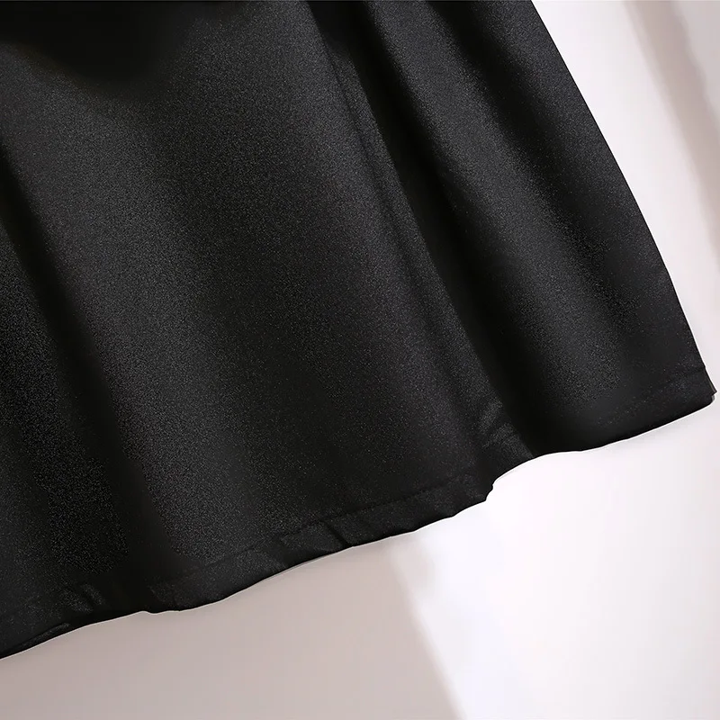 150Kg Plus Size Women\'s Spring New Loose High Waist A-Line Skirt 5XL 6XL 7XL 8XL 9XL Solid Button Elastic Waist Long Skirt Black