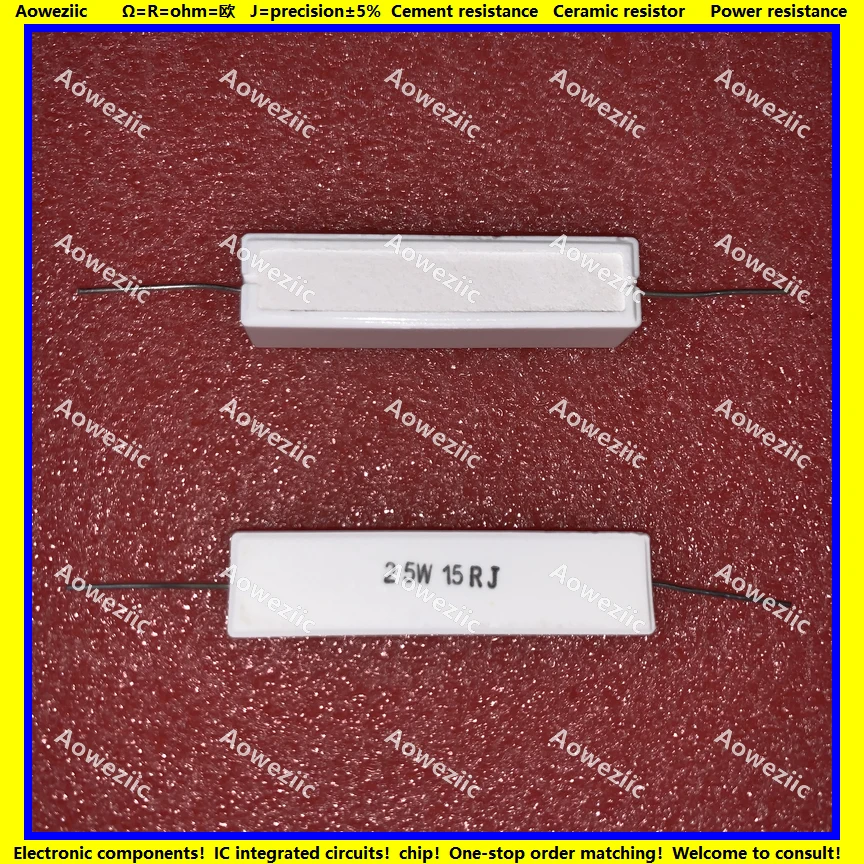 

10Pcs 25W 15 ohm 25W15RJ 25W15ΩJ 25W15R 15ohm RX27 Horizontal cement resistor Ceramic Resistance precision 5% Power resistance