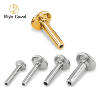 5pcs/lot Right Grand ASTM F136 Implant Grade Titanium 16G Internally Threaded Flat Back Disc Lip Labret Stud Post Piercing