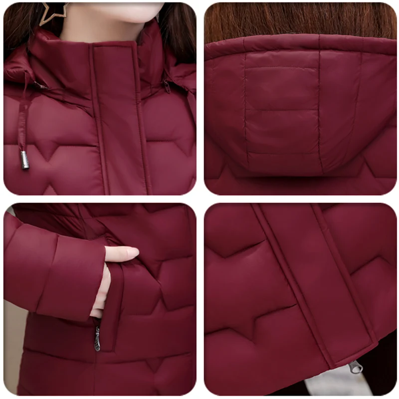 Winter Coats Woman Jackets 2023 Long Parkas Warm Thick Down Jacket Hooded Fashion Slim Solid Winter Clothes Women