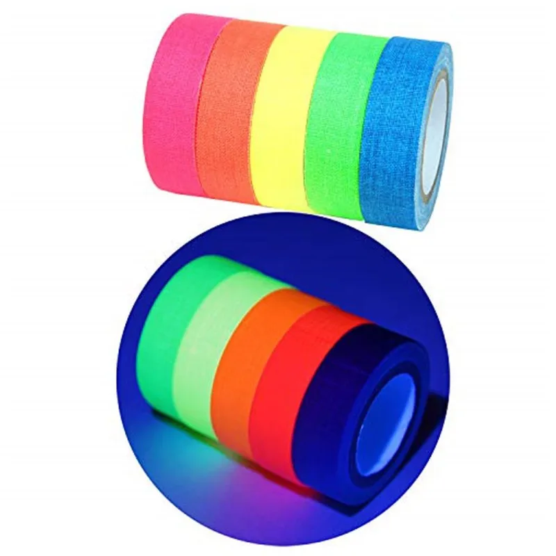 UV Gaffer Fluorescent Tape Blacklight Reactive Glow In The Dark Tape Neon Cloth Tape Safety Warning Party Decoration