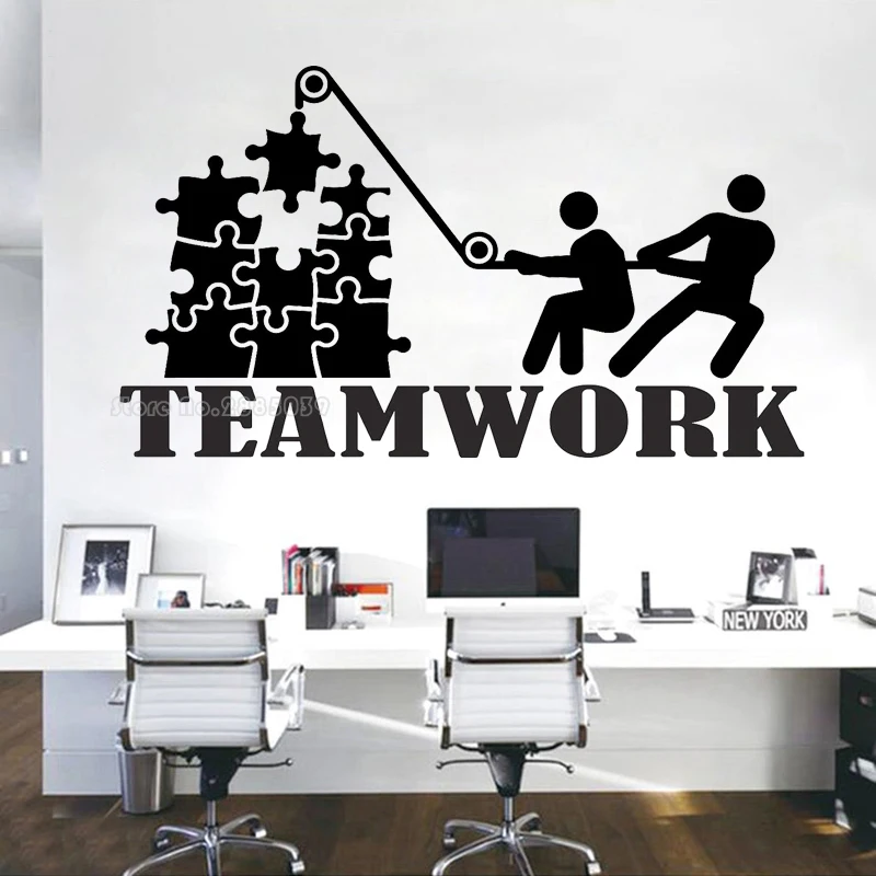 Unity Is Strength Teamwork Office Vinyl Wall Decal Puzzles Work Together Style Wall Stickers Interior Design Art Posters LL2510