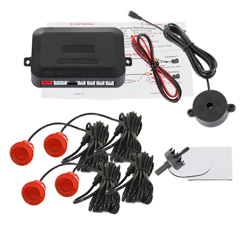 Hippcron 4 Sensoren Zoemer 22mm Parkeersensor Kit Achteruitrijradar Geluidsalarm Indicator Sondesysteem 12V Zwart Wit