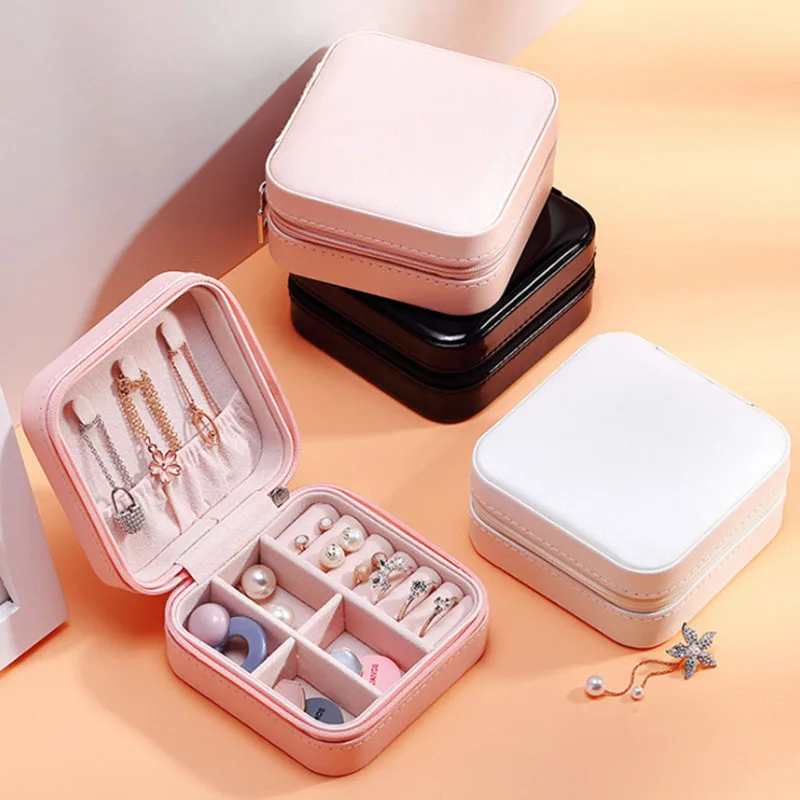 

PU single-layer simple storage jewelry box Creative portable jewelry storage box Earrings earrings ring small jewelry box