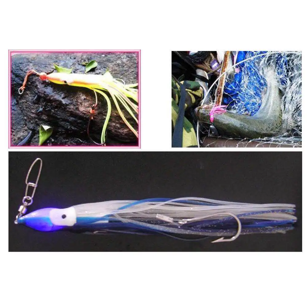 AS 10pcs 10cm12cm Octopus Soft Lure Rubber Luminous Squid Hooks Skirts Fishing Lures Sailfish Artificial Baits Mix Colors