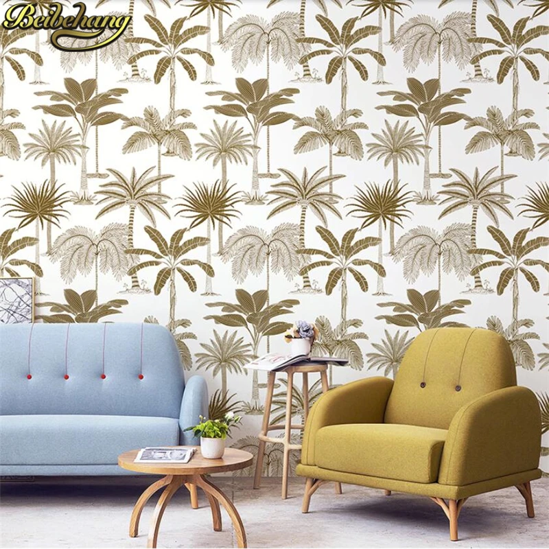 beibehang Southeast Asia Tropical Rain Banana Leaf Palm Leaf Wallpaper Nordic Living Room Bedroom Background Wall Paper