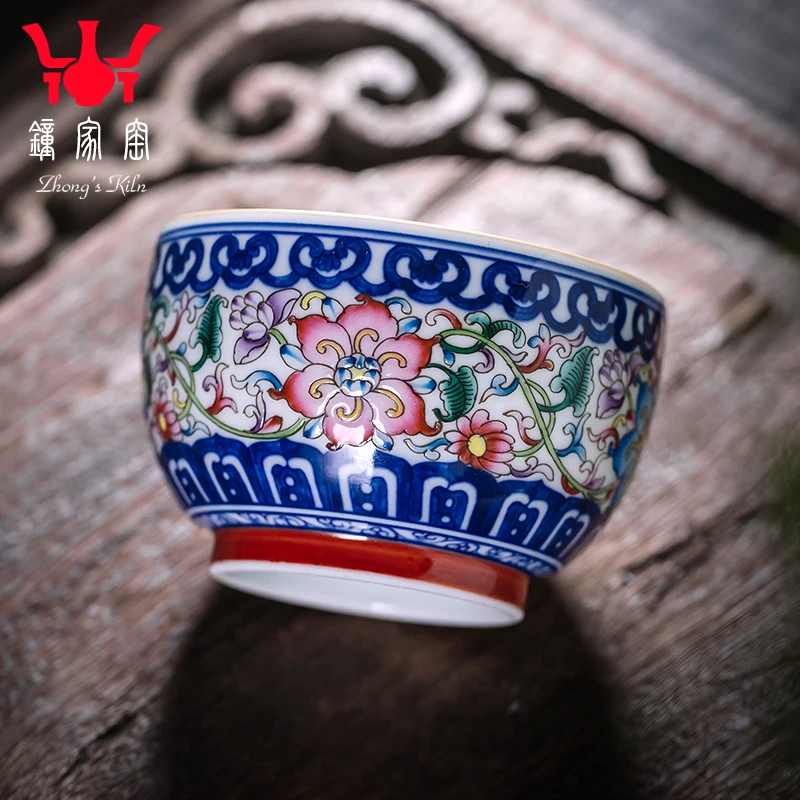 

|home trade, one cup of jingdezhen blue and white enamel colors all hand pattern ceramic sample tea cup kung fu tea cups