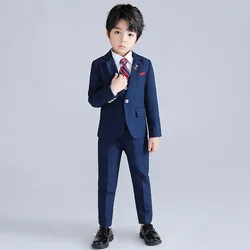 Boys Wedding Suit Kids Formal Jacket Vest Pants Bowtie Tuxedo Photography Set School Children Speech Host Performance Prom Dress