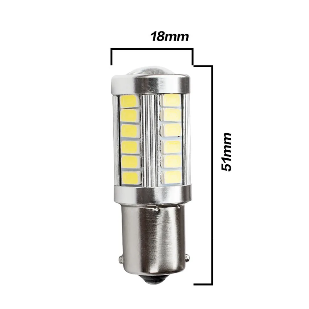 Bombillas de lectura BA15S 1156 P21W 33-LED SMD 5730 para coche, lámpara de luz de respaldo brillante para luces de liquidación