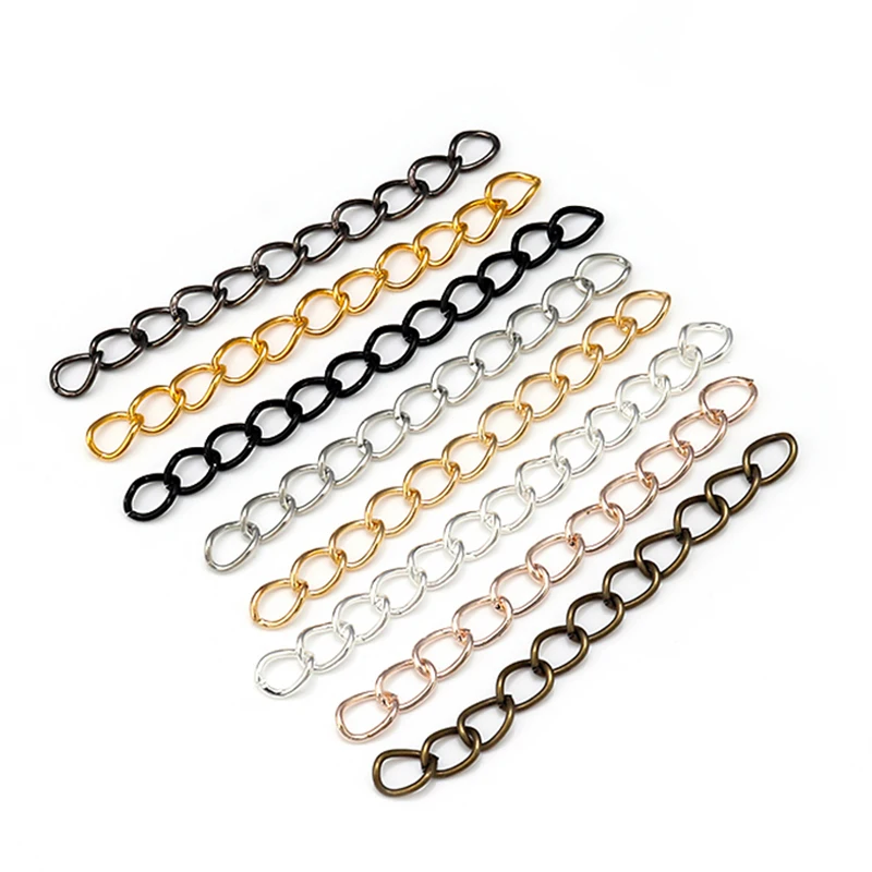 100pcs/Lot 50mm 70mm Bulk Tail Chains Necklace Extended Extension Chain for Bracelets Necklace DIY Jewelry Making Wholesale