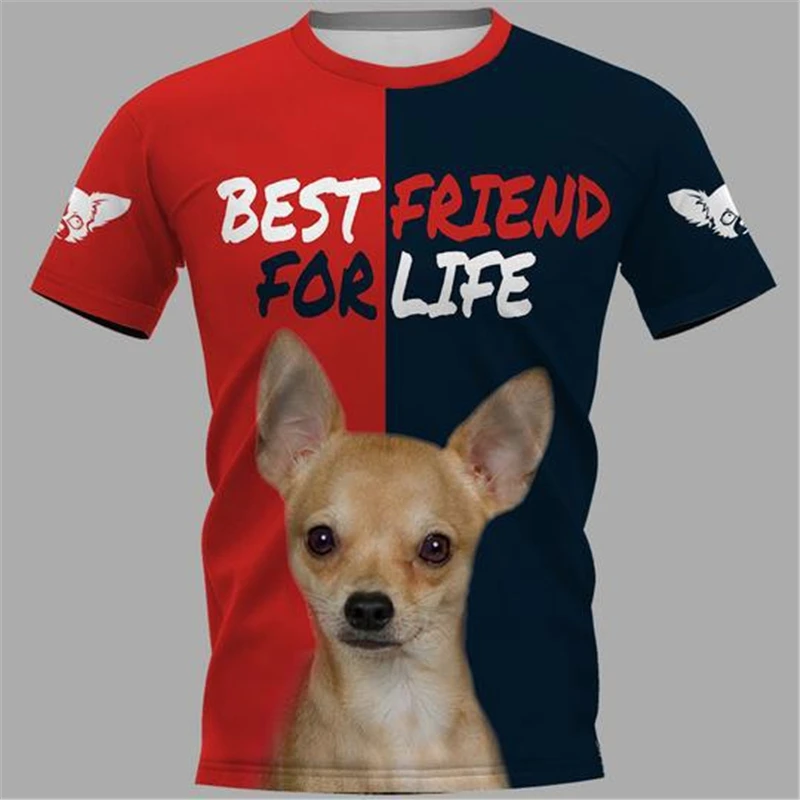 Cute dog chihuahua 3D children's T-shirt, animal men print Harajuku Street shoot quick-drying sports jacket.