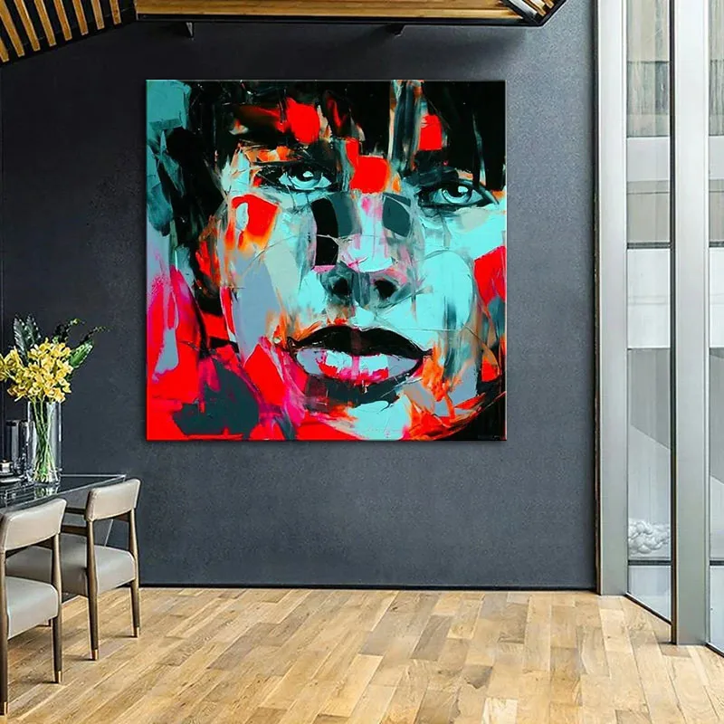 

Pure 100% Hand-Painted Handmade High Quality Knife Style Abstract Portrait Oil Painting Francoise Nielly Oil Painting Pictures