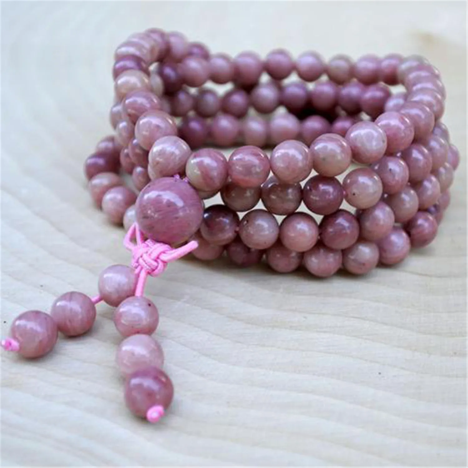 6mm 108 gyöngyök rhodonite Kő- handmade Bojt Nyakdísz Karcsat spiritua Tibeti japa Templomi férfiak