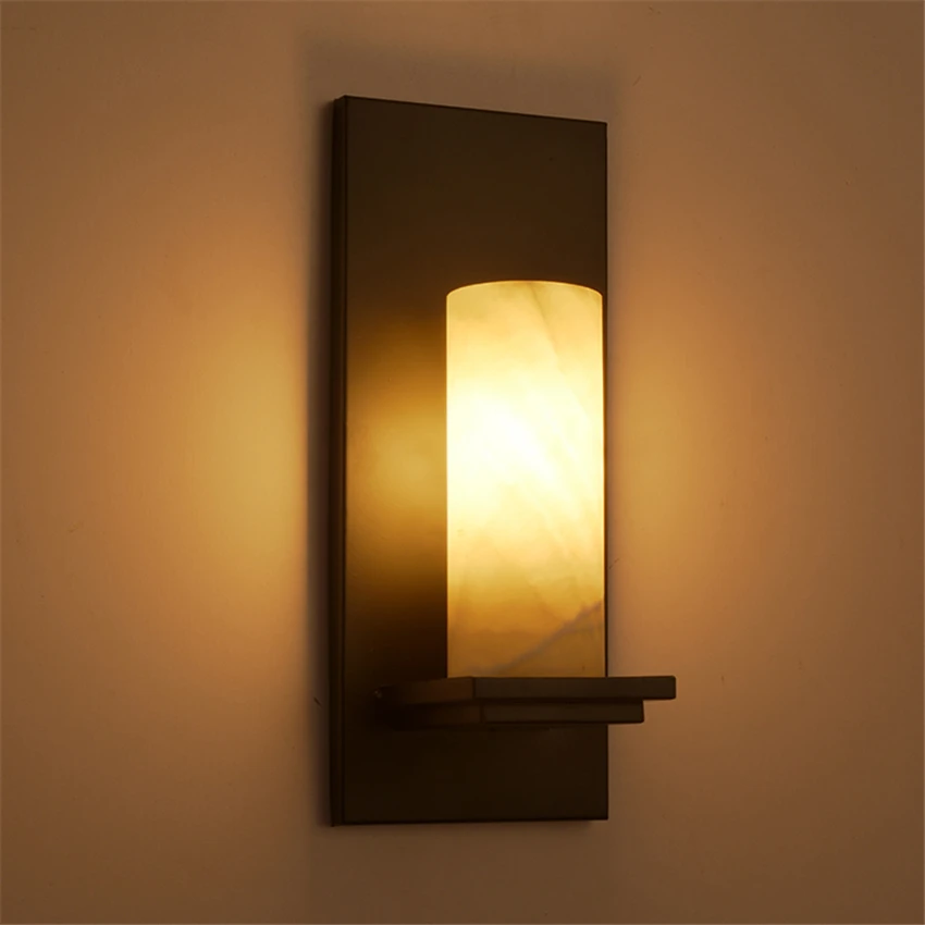 American Country Retro Marble Candlestick Wall Lamps Cafe Restaurant Aisle Sconces Wall Lights Balcony Loft Bedroom E27 Fixtures
