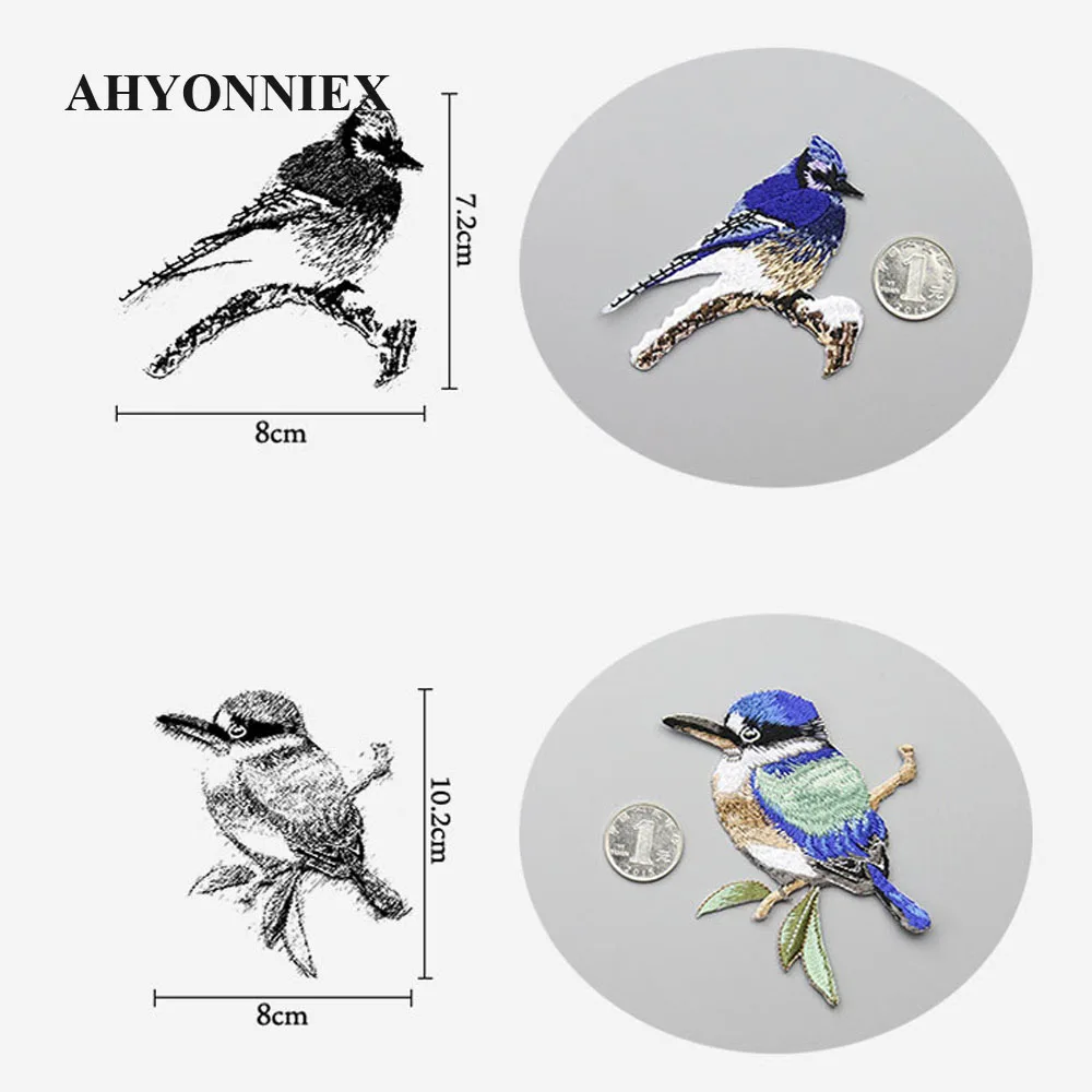 AHYONNIEX Hohe Qualität Vogel Patch Stickerei Aufkleber Eisen auf Patches für kleidung applique stickerei DIY Kleidung Zubehör – Detail 3