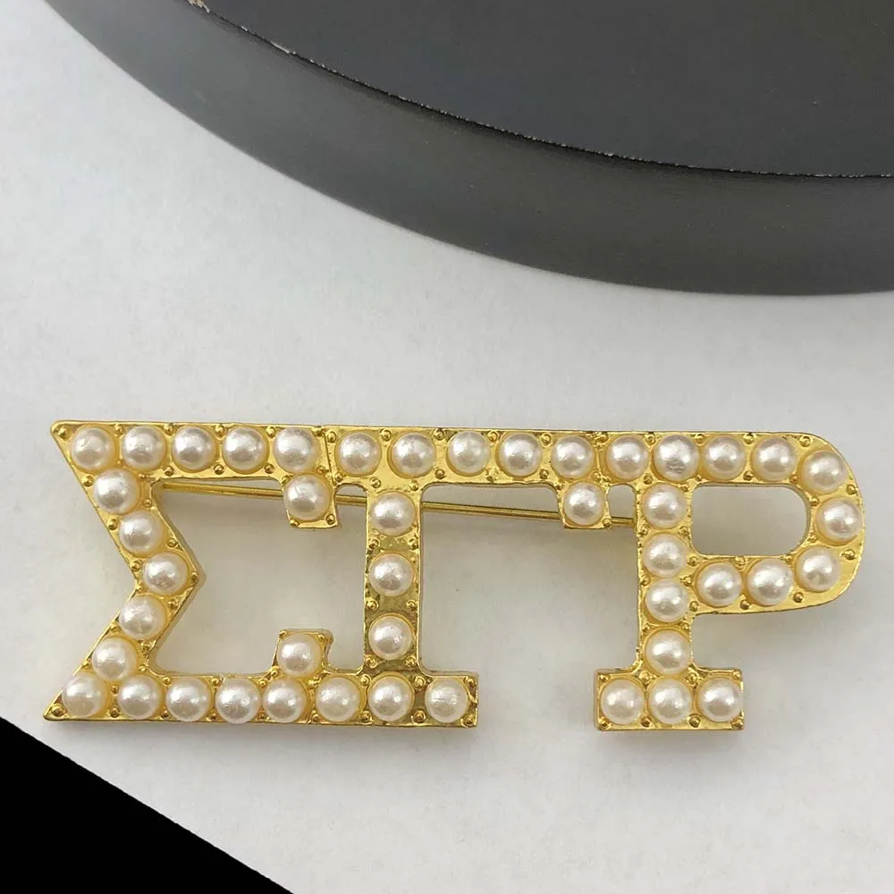 New Fashion Pearl Pin Sigma Gamma Rho  Letters Brooches Trend Personality Clothing Accessories Gifts 1PC