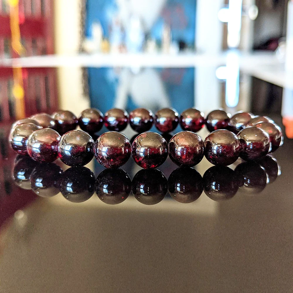 MG1143 Men`s 10 MM A Grade Garnet Gemstone Bracelet Handmade Vintage Style Bracelet Best Energy Jewelry For Men