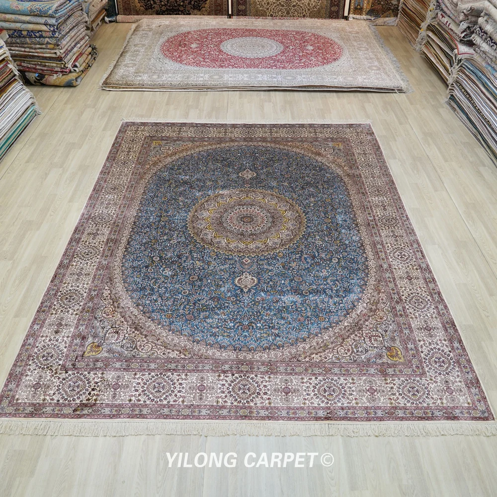 9'x12' Handknotted Silk Area Rug Living Room Oversized Luxury Carpet (WY319A)