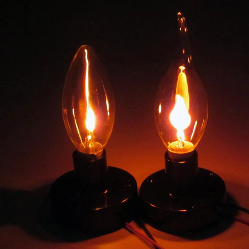 LED Edison Bulb E14 E27 3W Flame Fire Lighting Vintage Flickering Effect Tungsten Novel Candle Tip Lamp Orange Red