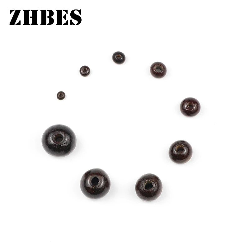 5-20MM Natural Wooden Ecofriendly Round Dark Brown Wood Beads Spacers Loose Beads For Jewelry Making DIY Bracelet Accessories