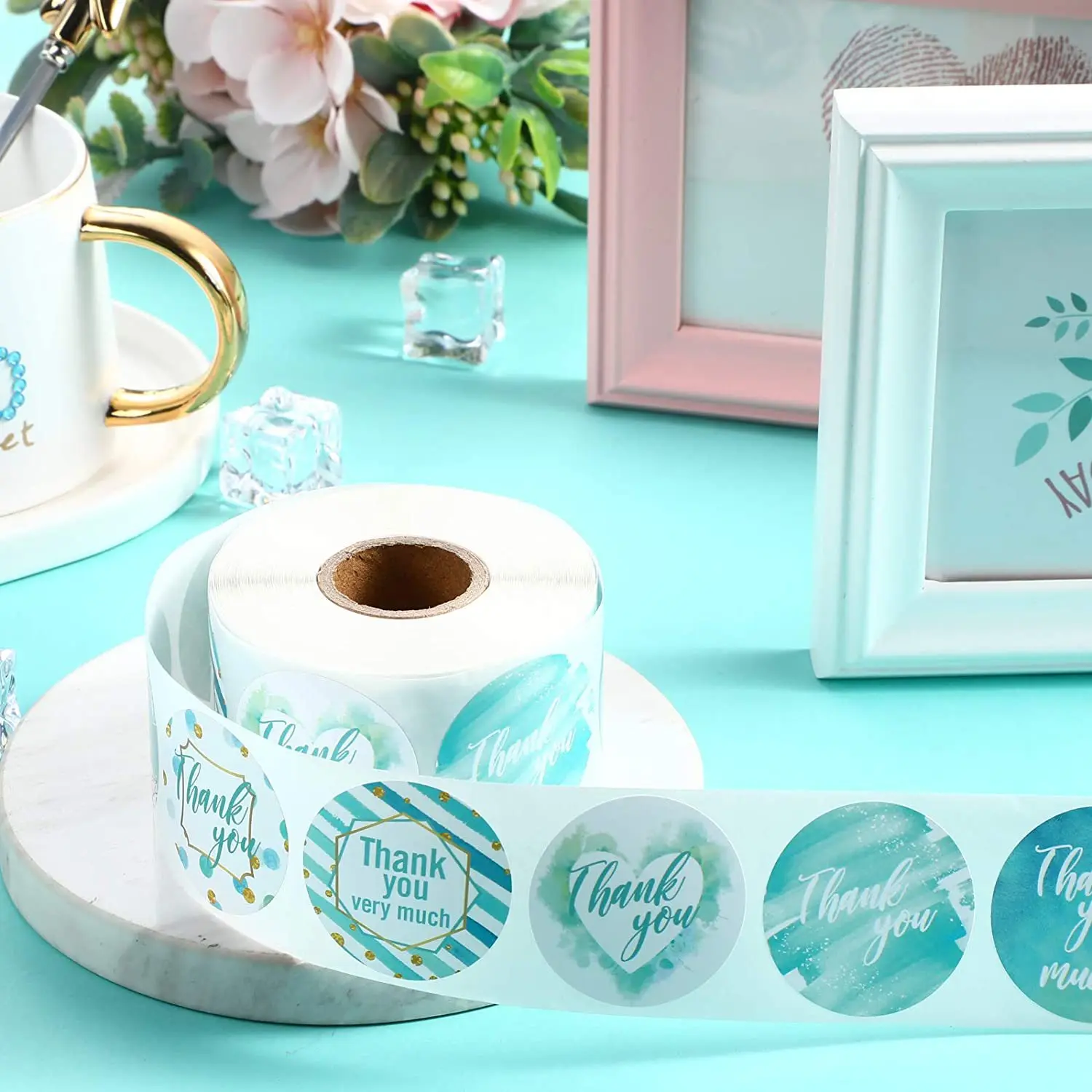 50-500 Stuks Eenvoudige Leven Dank U Sticker Wedding Party Flower Hot Stamping Sticker Label Sticker 1 Inch