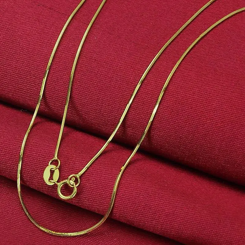 

Fine Pure Au 750 18kt Yellow Gold Chain 0.6mmW Women Snake Link Necklace 18inch 1-1.5g