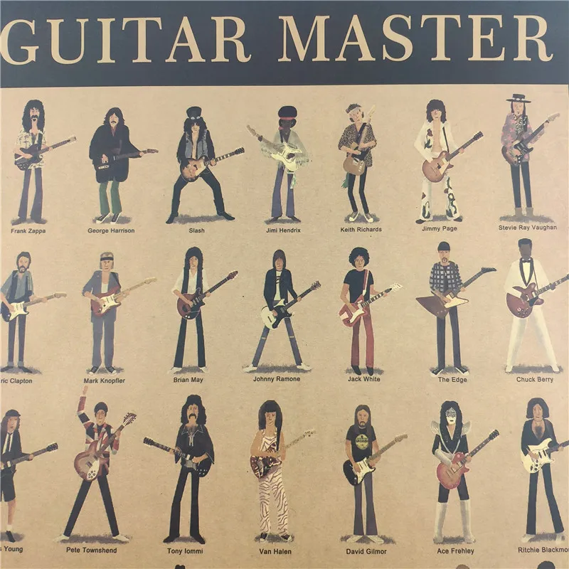 Classic Guitar Master Vintage Poster Room Decoration Stickers Wall Decor Kraft Paper Home Decor Wall Sticker Posters